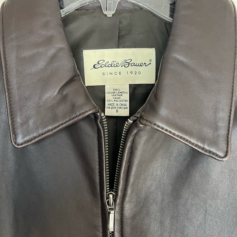 Eddie Bauer Women's Dark Brown Lambskin Leather Jacket - Picture 3 of 7